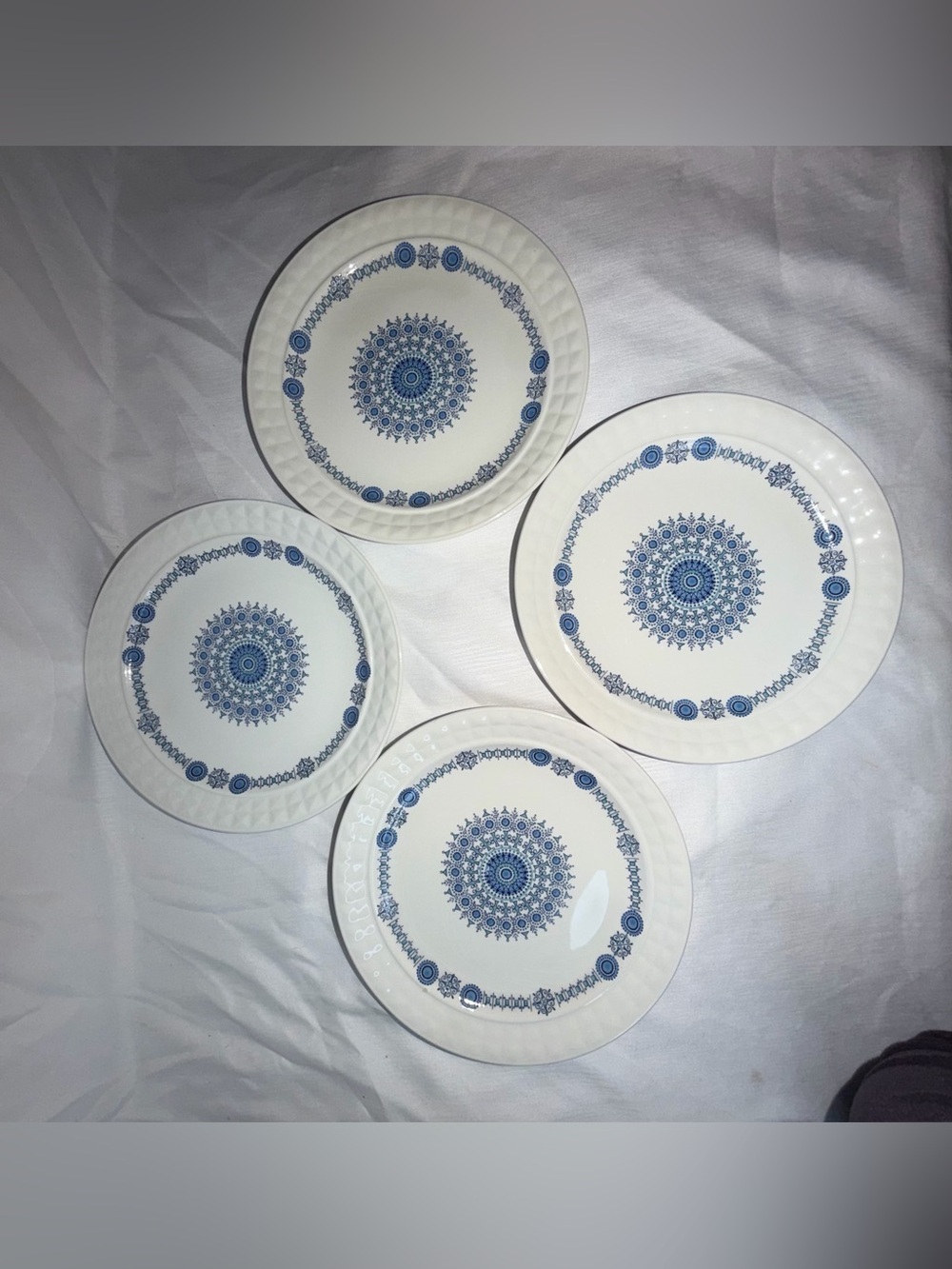 Set of 4 Vintage Pontesa Spain Castilian Chinamoda Blue Mandala 7" Side Plates